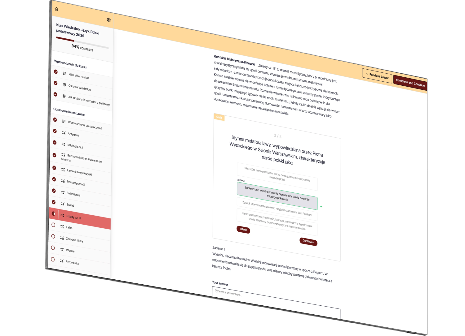 Przykład opracowania lektury