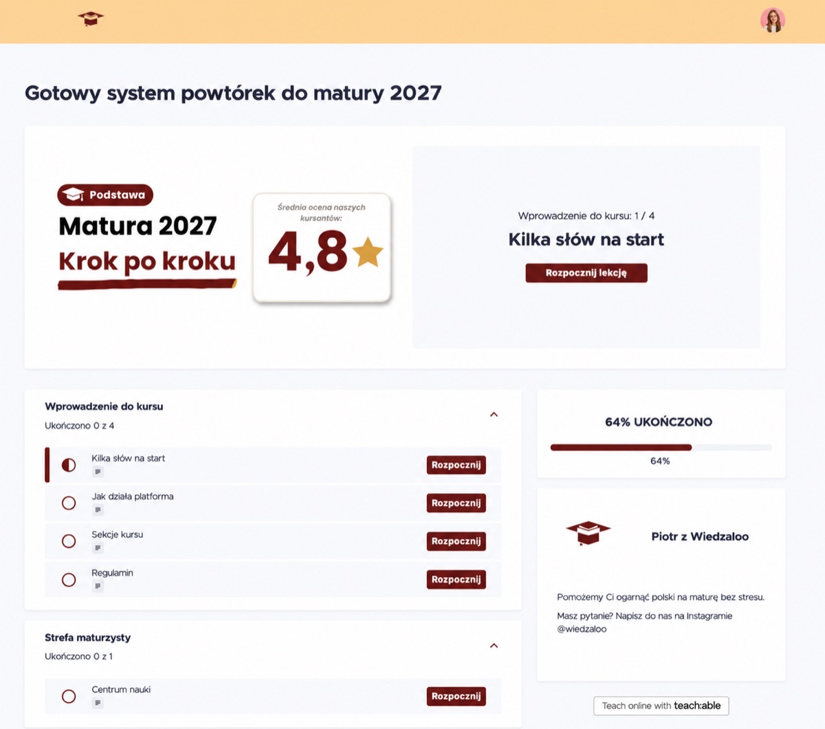 Podgląd platformy Wiedzaloo